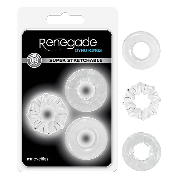 Renegade Body-Safe Clear Cock Rings Set – 3 Adjustable Sizes for Enhanced Pleasure