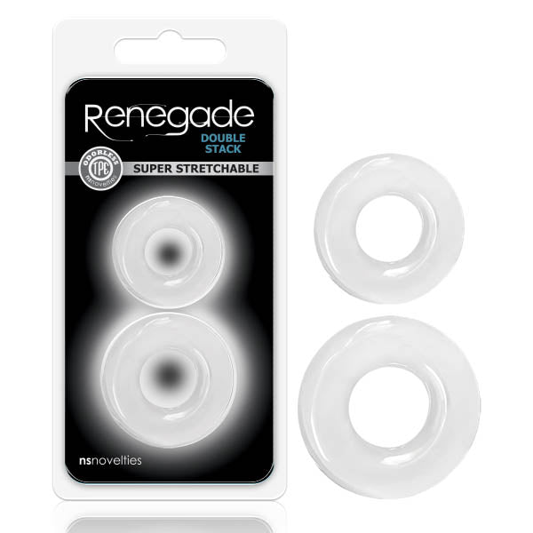 Renegade - Dual Comfort Clear Cock Rings Set - Body-Safe Silicone, Flexible Fit (Set of 2)