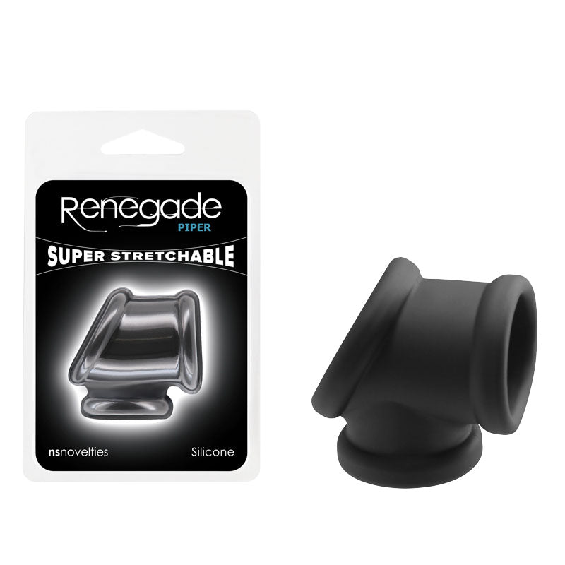 Renegade Piper - Body-Safe Silicone Cock & Balls Tube - Black (Ergonomic Design, Unisex, Easy to Clean)