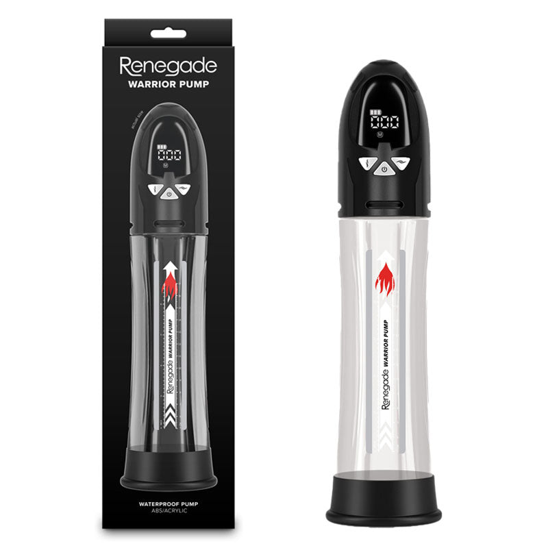 Renegade Warrior Automatic Penis Pump - Waterproof Black & Clear Design (Rechargeable, Enhanced Pleasure)