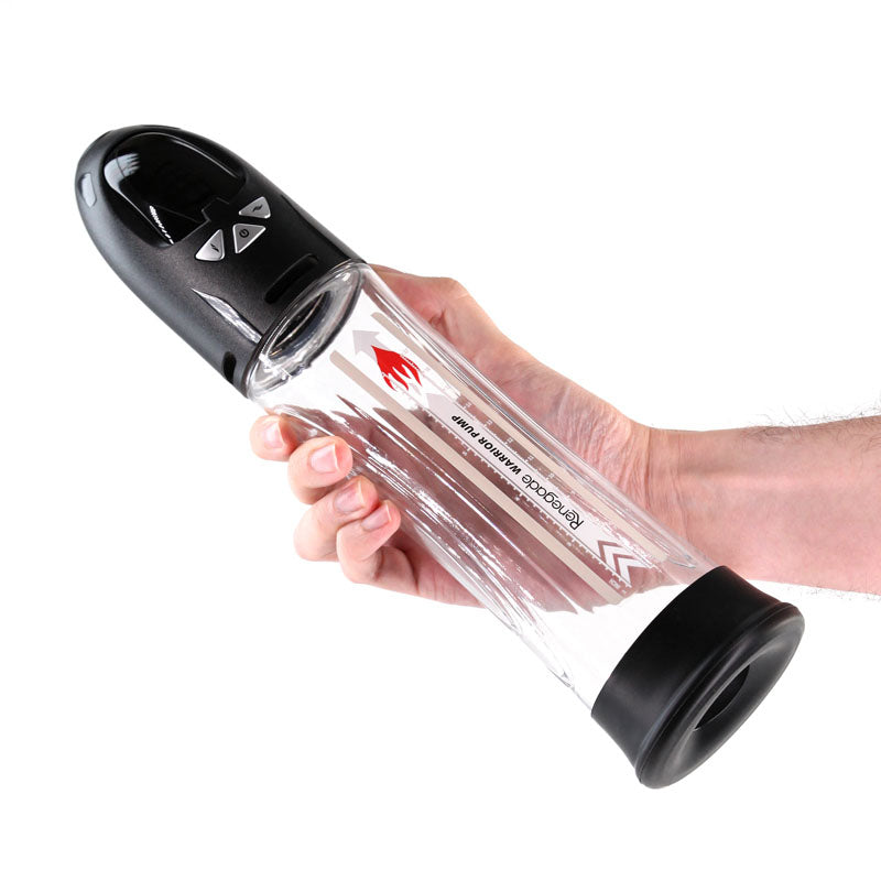 Renegade Warrior Automatic Penis Pump - Waterproof Black & Clear Design (Rechargeable, Enhanced Pleasure)