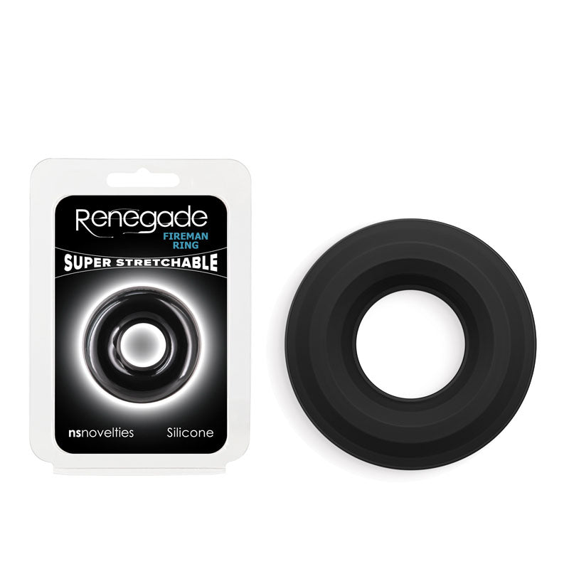 Renegade Fireman Ring - Small - Black - Body-Safe Silicone Cock Ring for Enhanced Pleasure