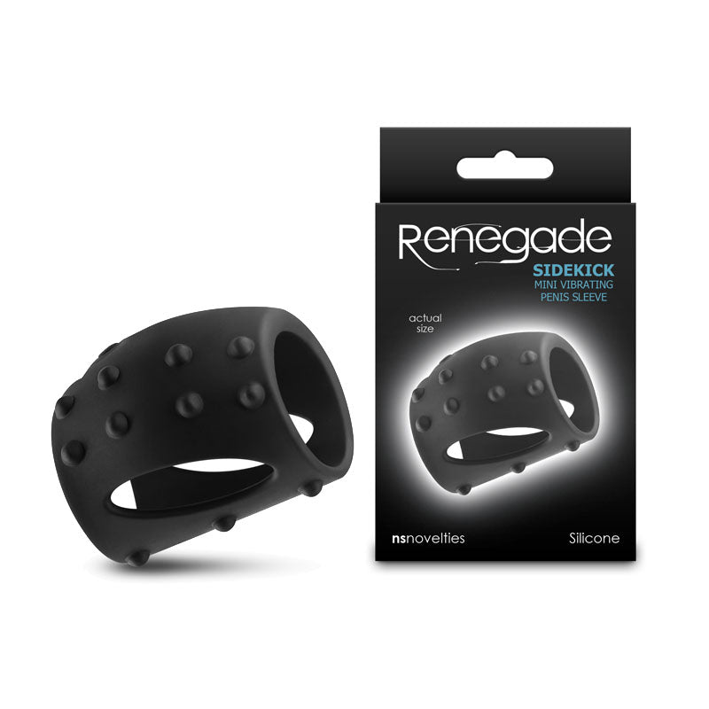 Renegade Sidekick Vibrating Penis Cage - Black - USB Rechargeable, Body-Safe Silicone, 20 cm
