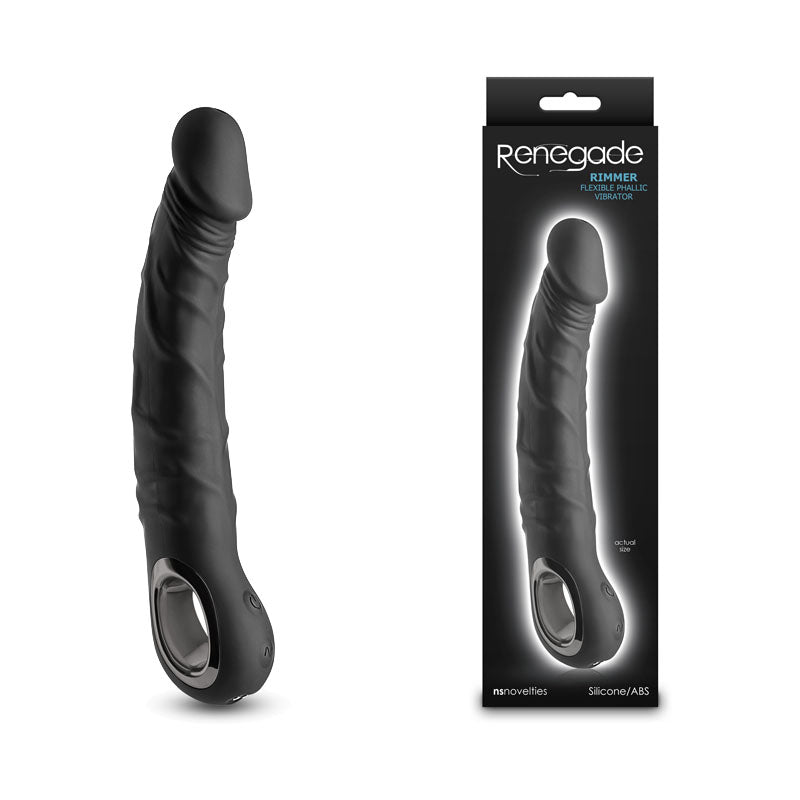 Renegade Rimmer - USB Rechargeable Black Vibrator for Wellness - 22 cm