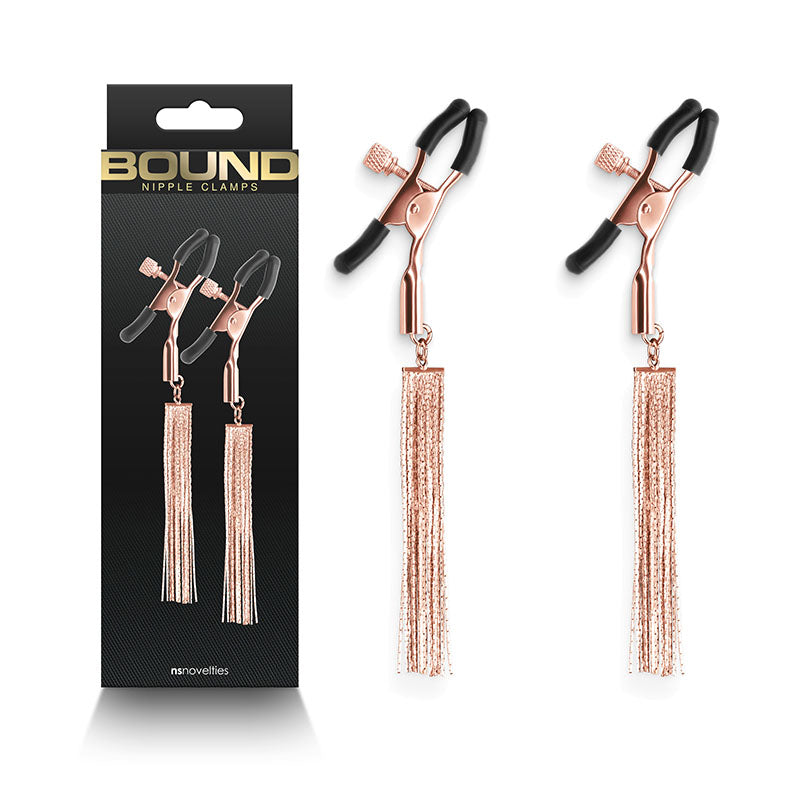 Bound Nipple Clamps - D2 - Rose Gold - Adjustable Nipple Clamps Set of 2 for Enhanced Stimulation and Sensory Play