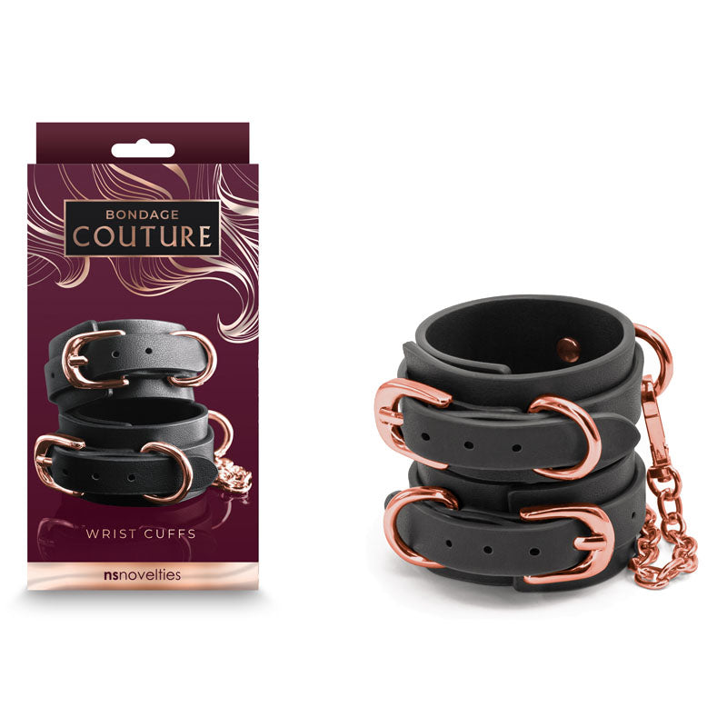 Bondage Couture Adjustable Wrist Restraints - Black - Comfortable and Durable Bondage Gear