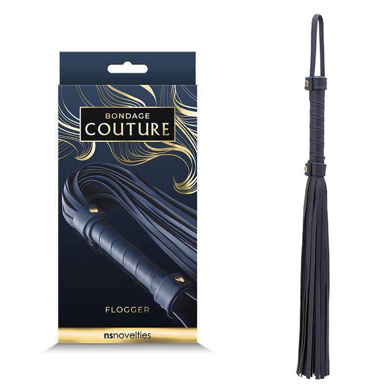 Bondage Couture Blue Flogger Whip – Premium Leather Whip for Sensual Play