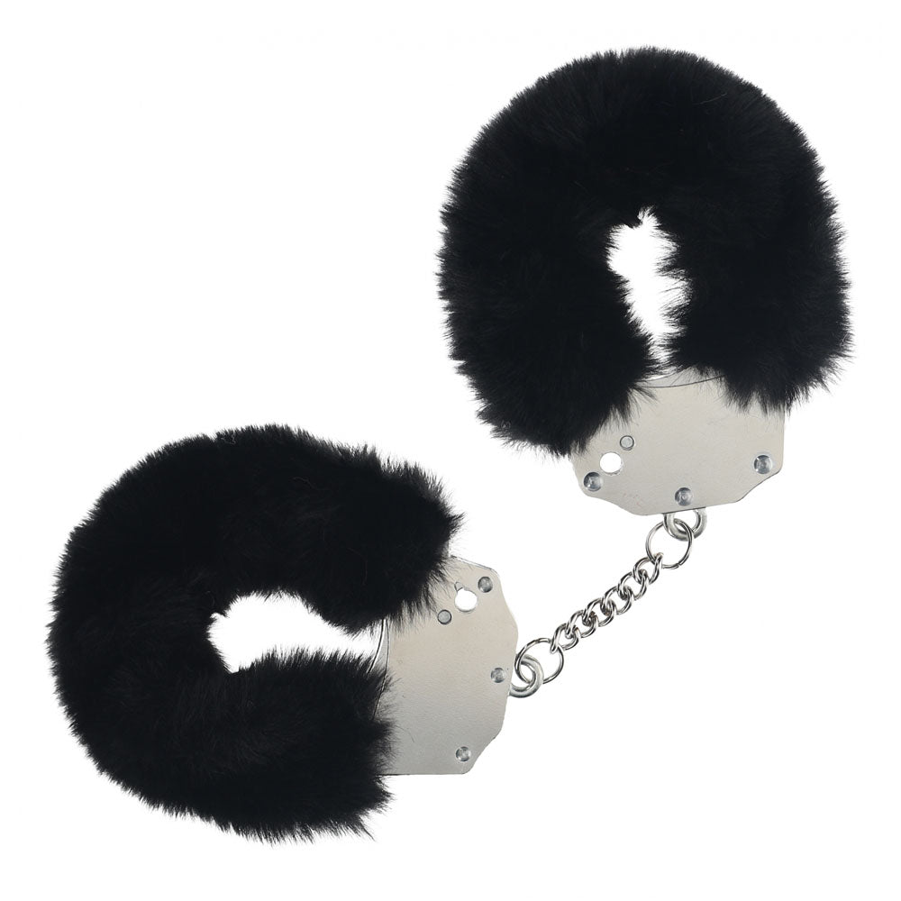OUCH! Heavy-Duty Fluffy Cuffs – Soft Black Restraints for Comfortable Bondage Play