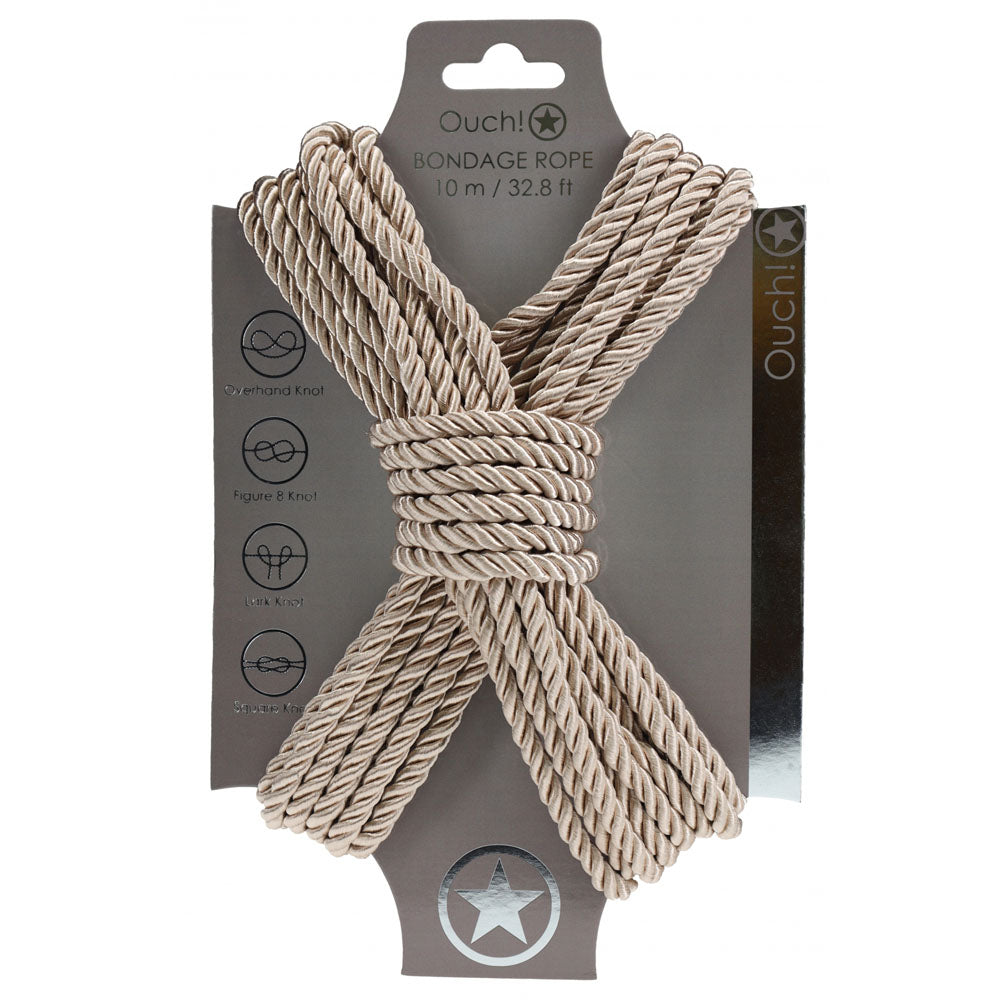 OUCH! 10M Gold Nylon Bondage Rope - Durable & Versatile Restraint for All Bodies