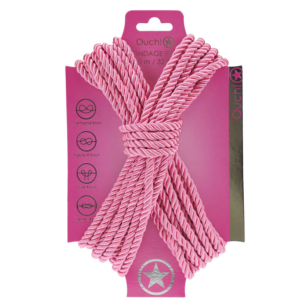 OUCH! 10m Pink Nylon Bondage Rope - Safe & Durable Restraint for All Gender Types