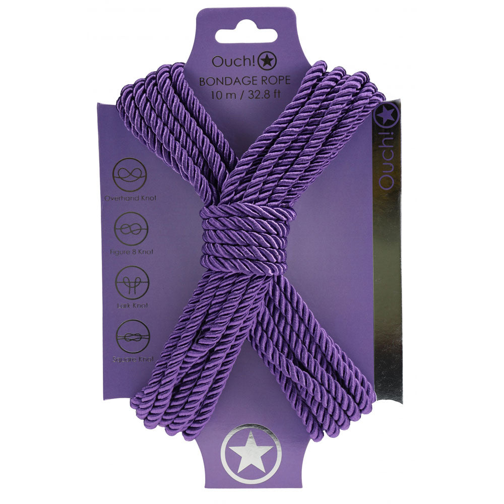 OUCH! 10 Meter Bondage Rope - Premium Purple Nylon - Safe and Durable Restraint Gear