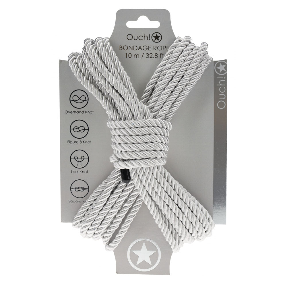 OUCH! 10 Meter Silver Nylon Bondage Rope – Durable & Versatile for All Your Bondage Needs