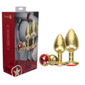 OUCH! Milan Collection - Luxury Metal Anal Plug Set - Gold - Elegant Gem-Base Butt Plugs - 3 Size Variety