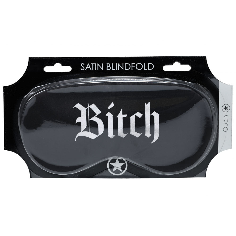 Satin Eye Mask for Sleep and Relaxation - "Bitch" Black Printed Design