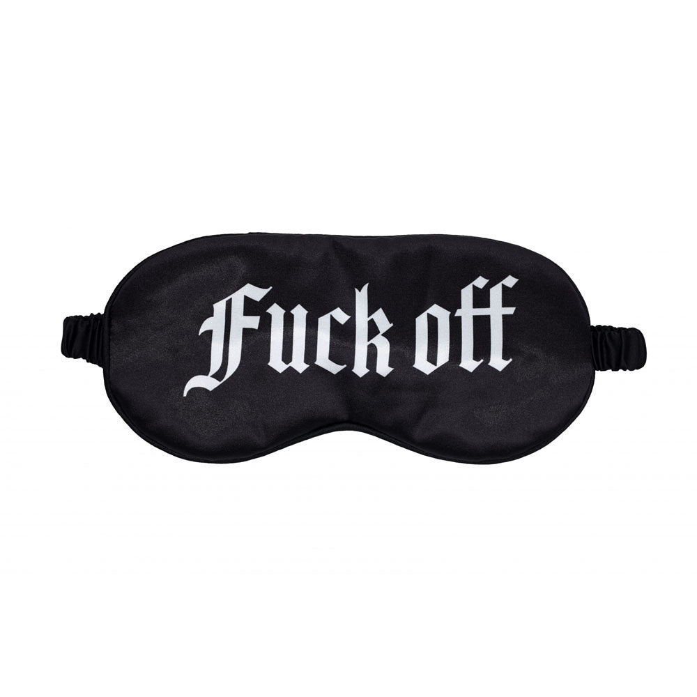OUCH! Satin Eye Mask - "Quiet Please" - Black Printed Sleep Mask for Restful Relaxation