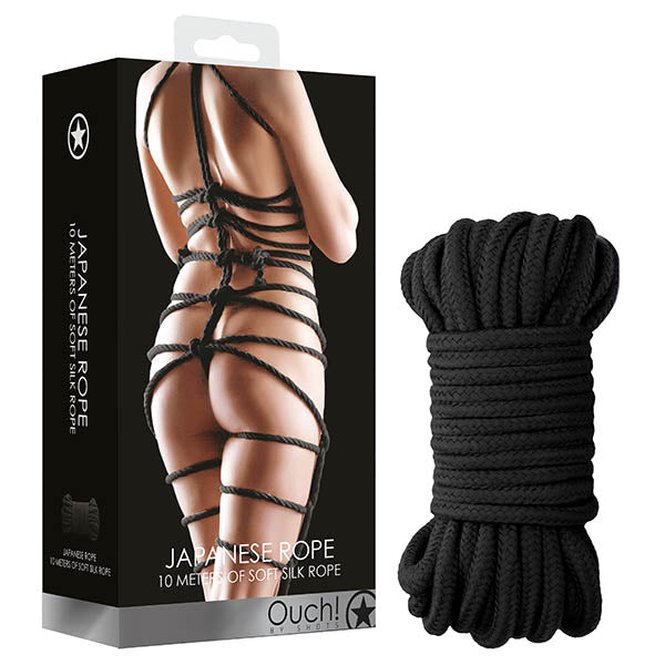 OUCH! Premium Japanese Rope - Black - 10 Metre Length for Versatile Bondage and Wellness Play