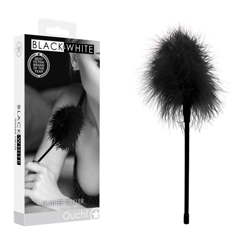 OUCH! Black & White Feather Tickler - Sensual Play Crop for Intimate Wellness