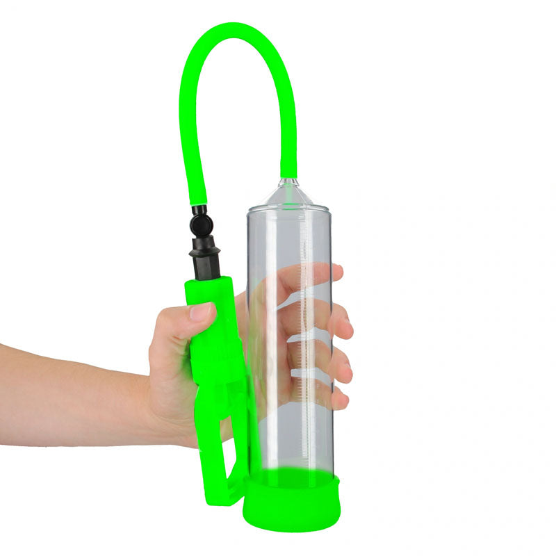 OUCH! Glow In The Dark Beginner Comfort Pump - Clear/Glow Penis Enhancement Device