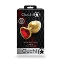OUCH! Heart Gem Gold Butt Plug - Large 9.3 cm | Body-Safe, Elegant Design for Enhanced Pleasure