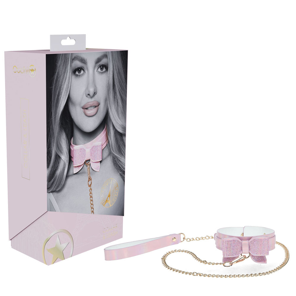 OUCH! Paris Collection - Pink Restraint Collar with Leash – Body-Safe, Adjustable Comfort