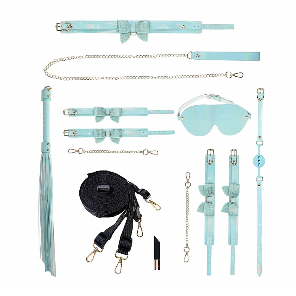 OUCH! Paris Collection - 8-Piece Baby Blue Bondage Set with Carrying Bag - Body-Safe & Stylish