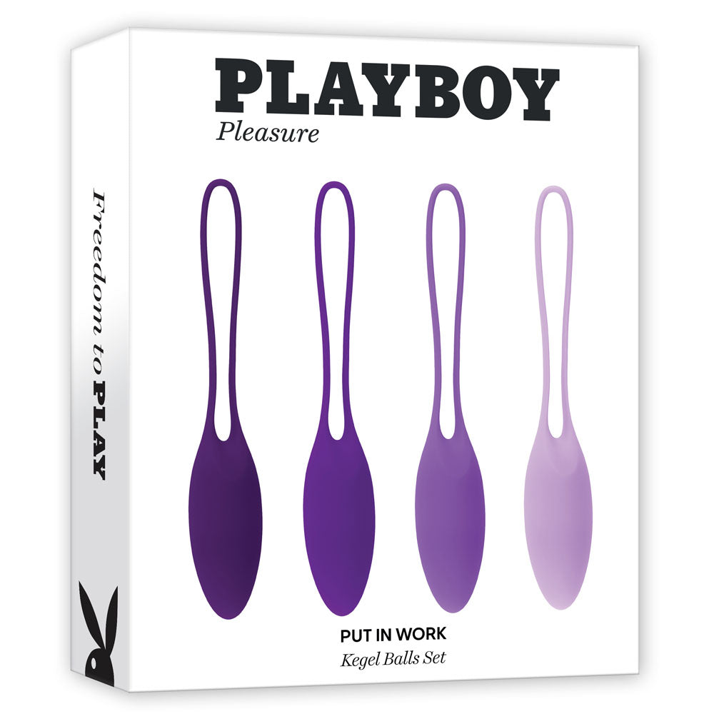 Playboy Kegel Balls – Body-Safe Silicone – Strengthening Set of 4 – Purple