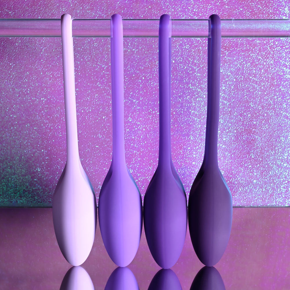 Playboy Kegel Balls – Body-Safe Silicone – Strengthening Set of 4 – Purple