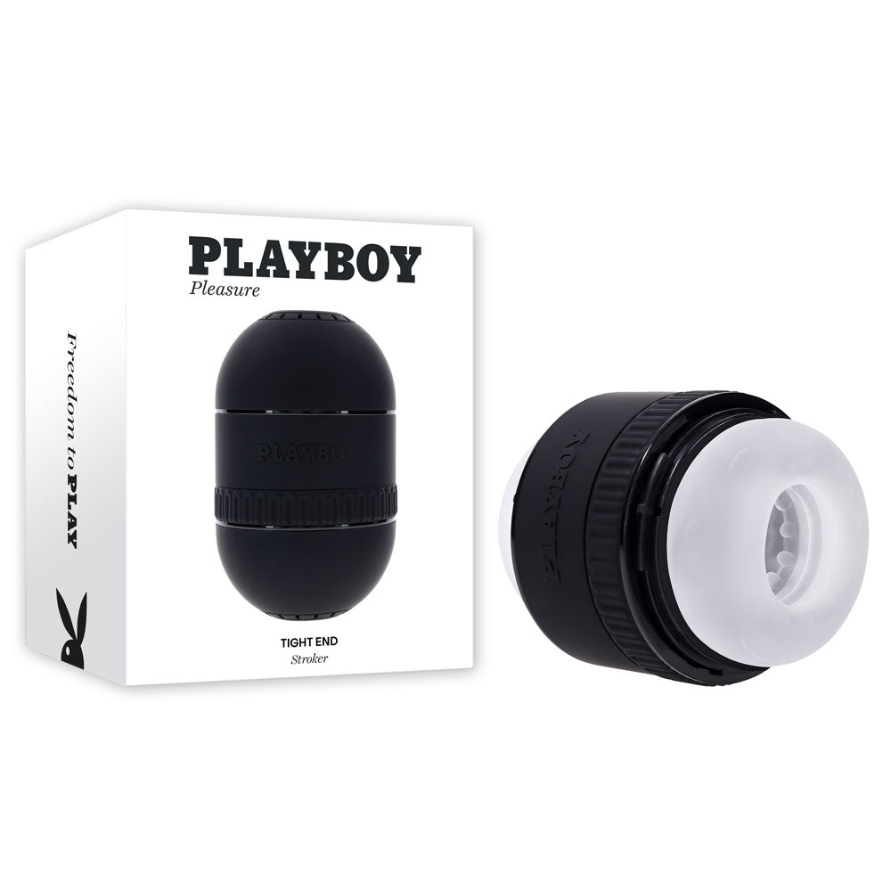 Playboy Pleasure TIGHT END - Clear Dual-Ended Stroker for All Genders (Body-Safe, Easy to Clean, Travel-Friendly)