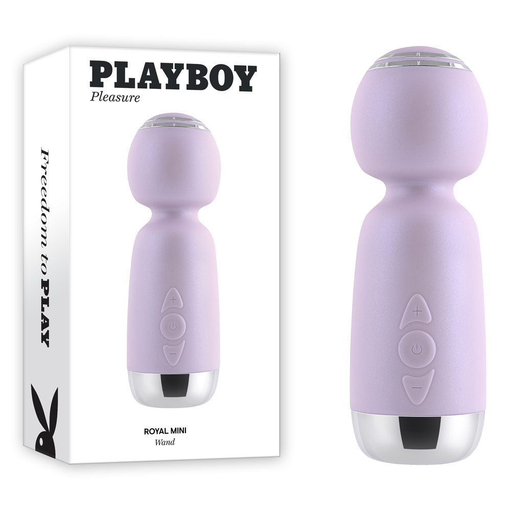 Playboy Pleasure ROYAL MINI - Lilac 12.5 cm USB Rechargeable Body-Safe Mini Wand Vibrator for Ultimate Relaxation