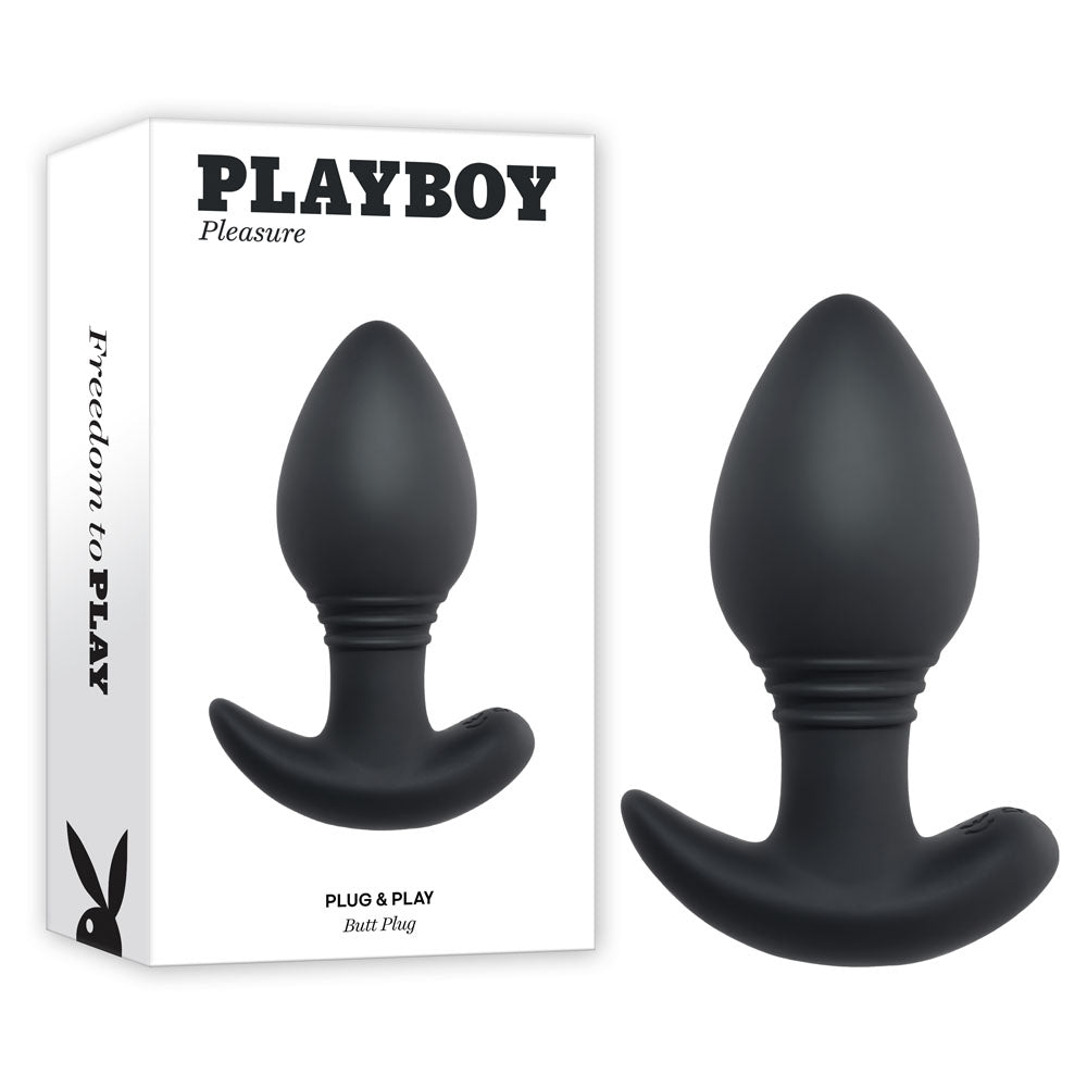 Playboy USB Rechargeable Vibrating Butt Plug – Waterproof, Wireless Remote, Black – 10.3 cm