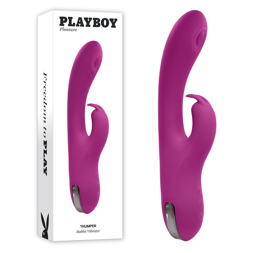 Playboy Pleasure THUMPER - USB Rechargeable Purple Rabbit Vibrator (21.9 cm, Body-Safe Silicone)