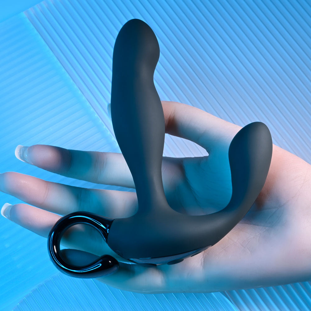 Playboy Pleasure Come Hither - Black USB Rechargeable Prostate Massager (13.2 cm, Wireless Remote Control)