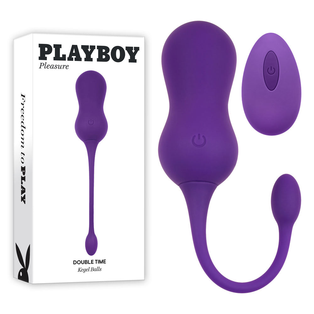 Playboy Pleasure DOUBLE TIME - Purple Rechargeable Vibrating Kegel Balls for Enhanced Wellness & Intimacy
