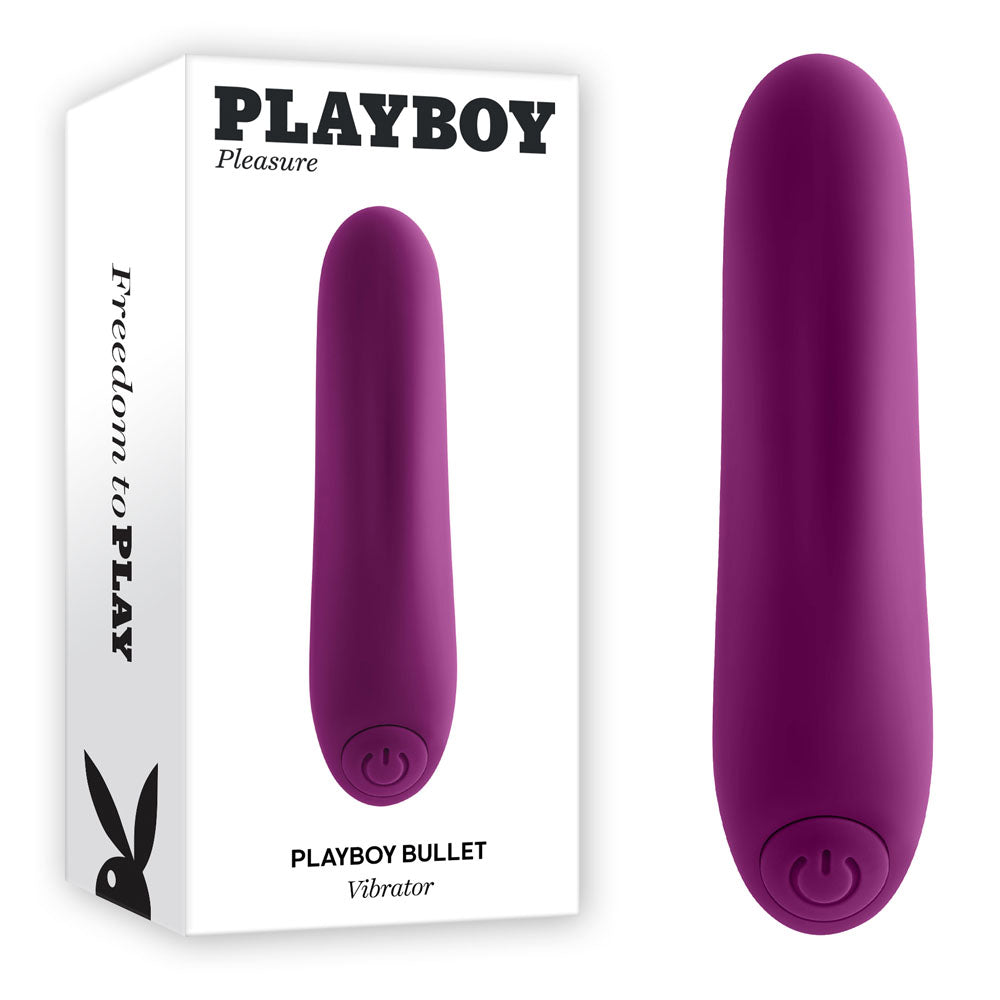 Playboy Pleasure USB Rechargeable Bullet Vibrator – 9 cm in Purple, Body-Safe for All Genders