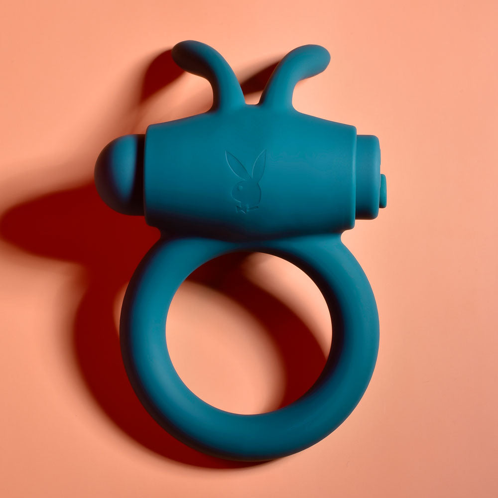 Playboy Pleasure BUNNY BUZZER - Green USB Rechargeable Vibrating Ring for Enhanced Intimacy