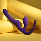 Playboy USB Rechargeable Strap-On – Body-Safe Silicone – 29 cm – Purple