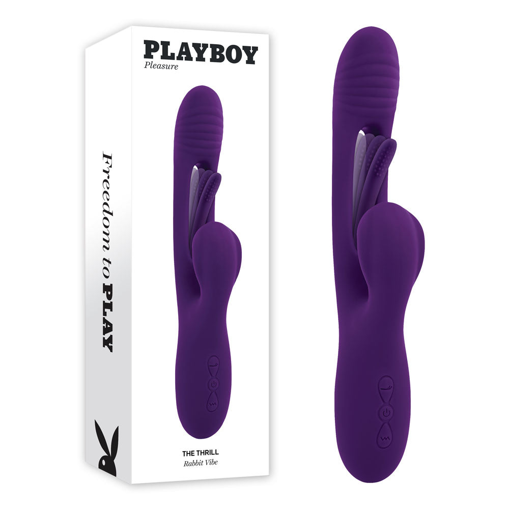 Playboy Pleasure THE THRILL - USB Rechargeable Rabbit Vibrator in Vibrant Purple (24.4 cm) for Ultimate Wellness and Intimacy