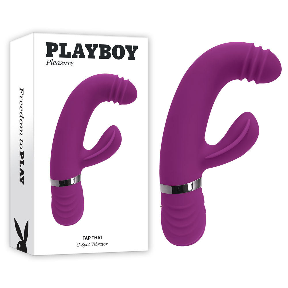 Playboy Pleasure TAP THAT - USB Rechargeable Purple Rabbit Vibrator (16.5 cm, Body-Safe Silicone)