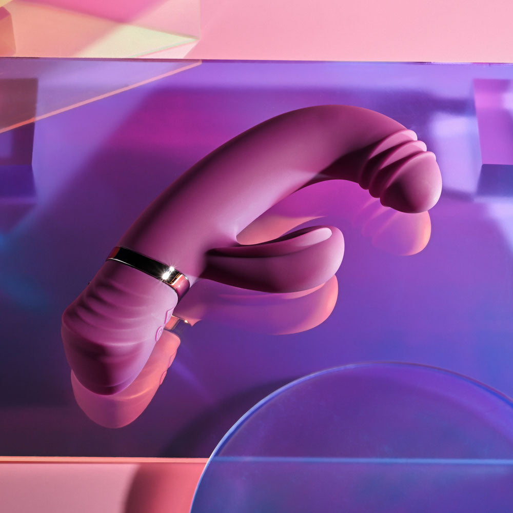 Playboy Pleasure TAP THAT - USB Rechargeable Purple Rabbit Vibrator (16.5 cm, Body-Safe Silicone)