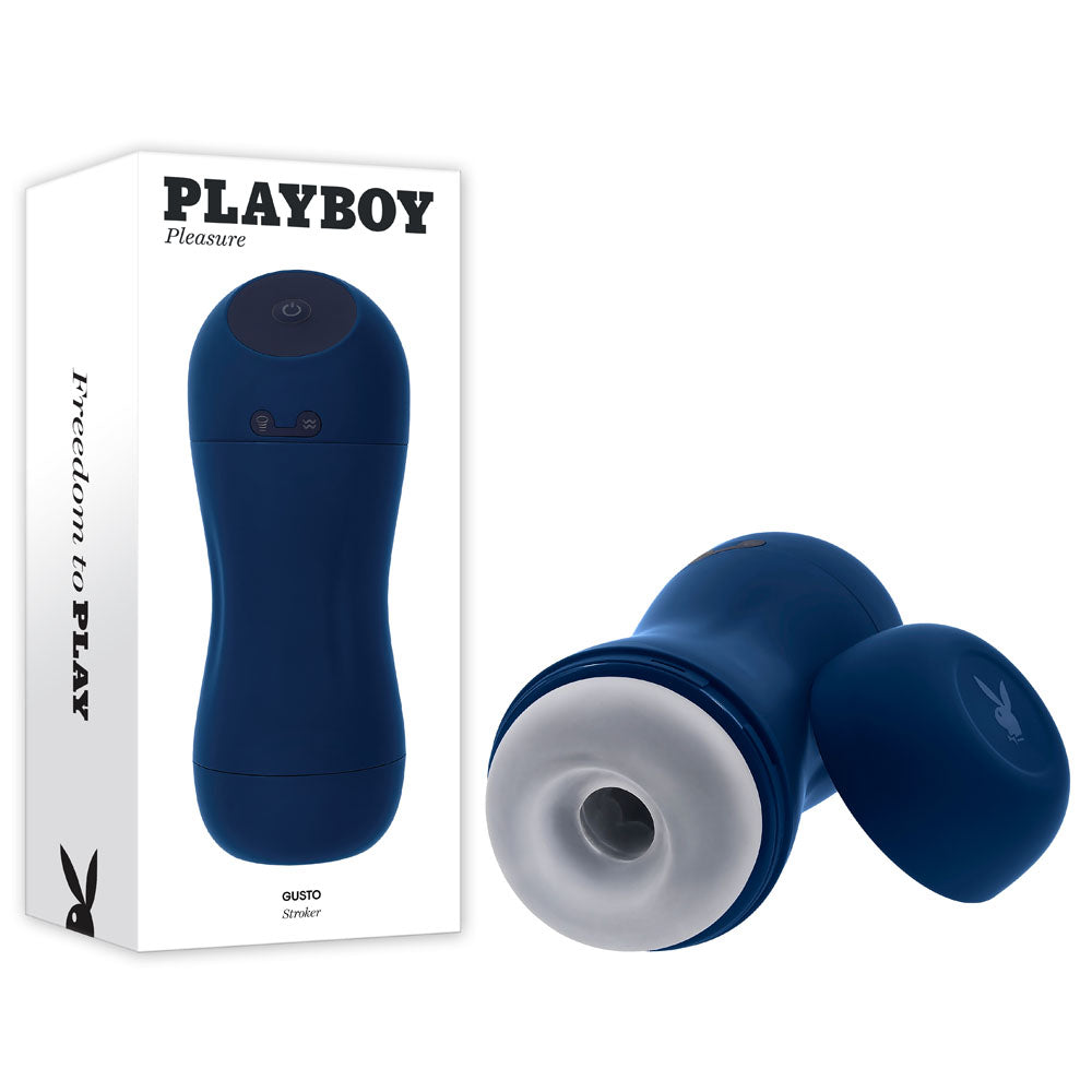 Playboy Pleasure GUSTO - Body-Safe USB Rechargeable Vibrating & Sucking Masturbator for Enhanced Stimulation