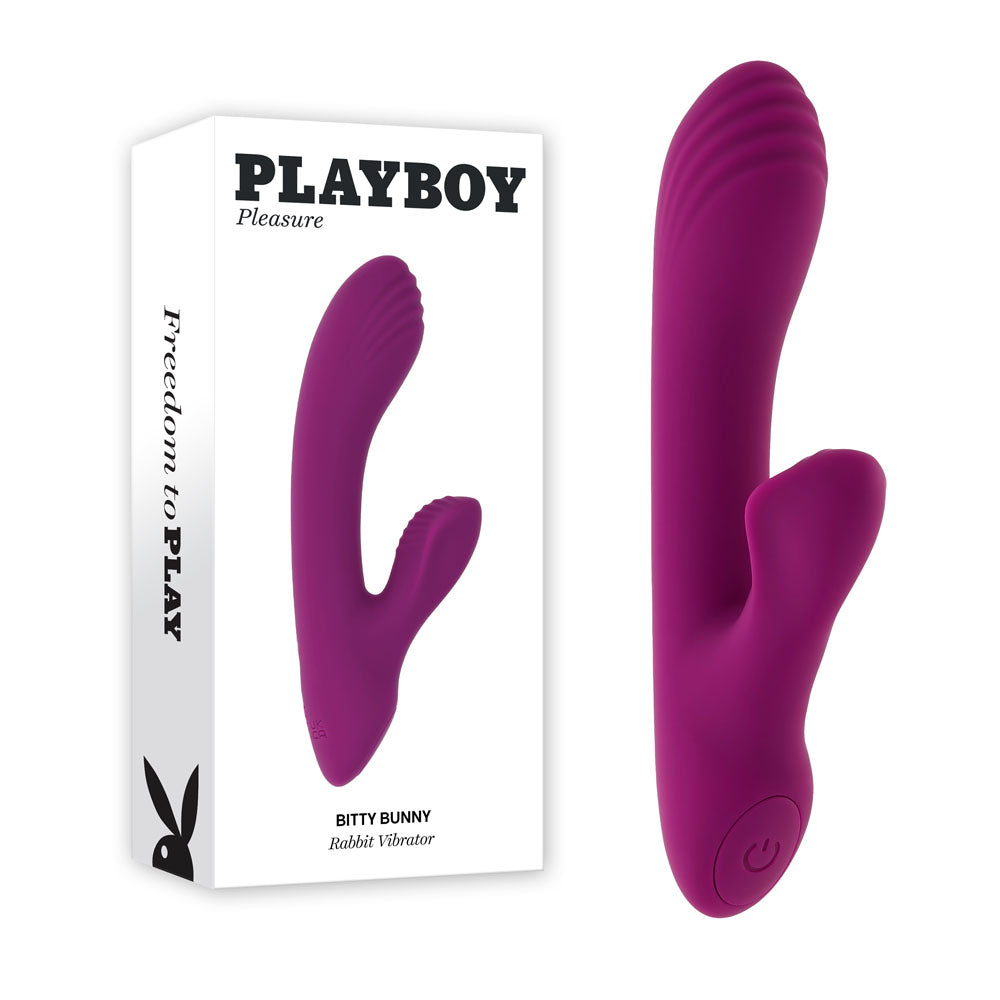 Playboy Pleasure BITTY BUNNY - USB Rechargeable Purple Rabbit Vibrator (14.7 cm, Body-Safe Silicone)