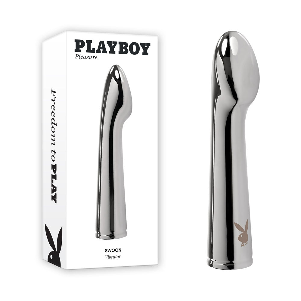 Playboy USB Rechargeable Vibrator – Chrome – 14 cm Personal Massager