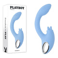 Playboy Pleasure SAPPHIRE SKY - 21.6 cm USB Rechargeable Vibrator with Dual Tongue Stimulation - Body-Safe Silicone, Gender-Neutral Wellness Product