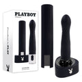 Playboy Pleasure Zone Rechargeable Vibrator - 21.4 cm Black with USB Charging Dock for Body-Safe Wellness