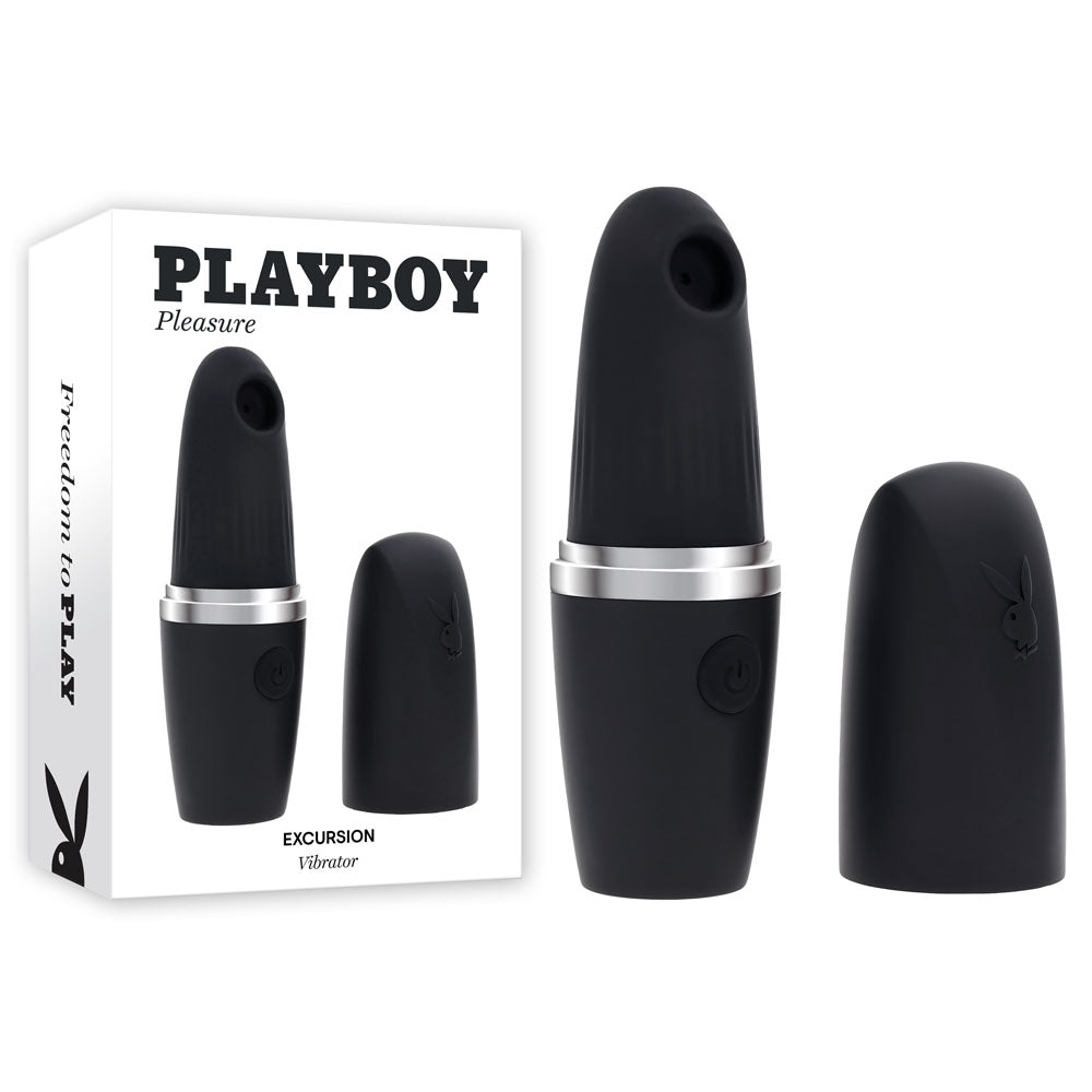 Playboy Pleasure EXCURSION - Black USB Rechargeable Suction Stimulator (14.2 cm, Body-Safe Design)