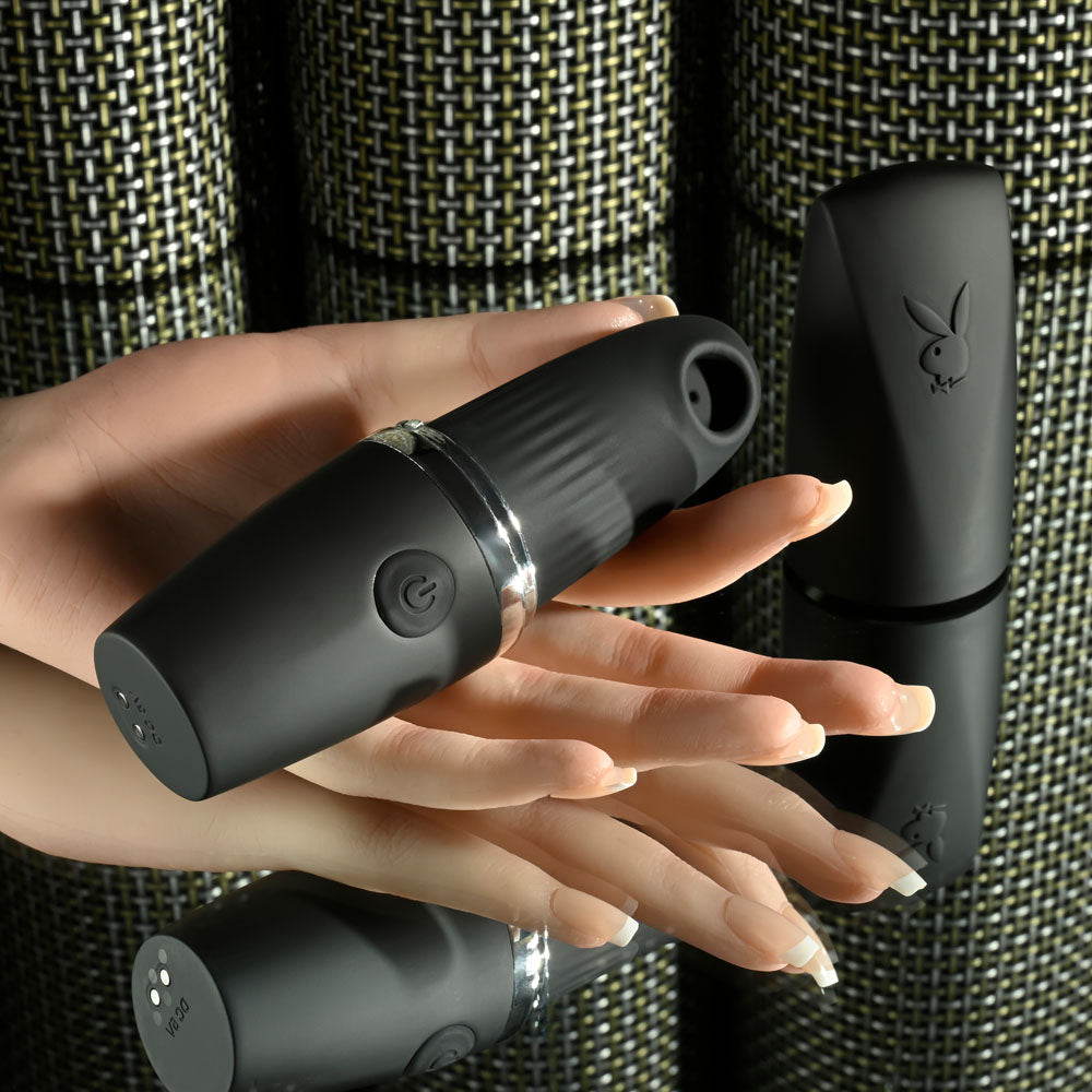 Playboy Pleasure EXCURSION - Black USB Rechargeable Suction Stimulator (14.2 cm, Body-Safe Design)