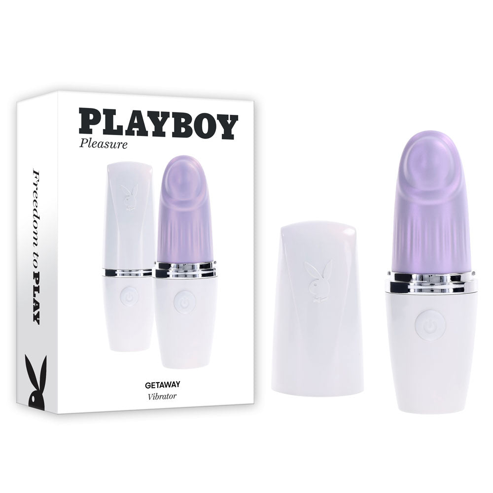 Playboy Pleasure GETAWAY - White/Purple 14.2 cm USB Rechargeable Tapping Stimulator for Enhanced Intimacy