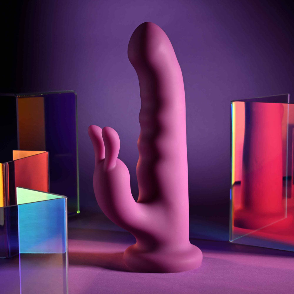 Playboy Pleasure FLUFFLE - USB Rechargeable Purple Rabbit Vibrator (19.7 cm, Body-Safe Silicone)
