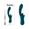 Playboy Rechargeable Vibrator with Clitoral Flicker – Body-Safe Silicone, Blue, 22.9 cm
