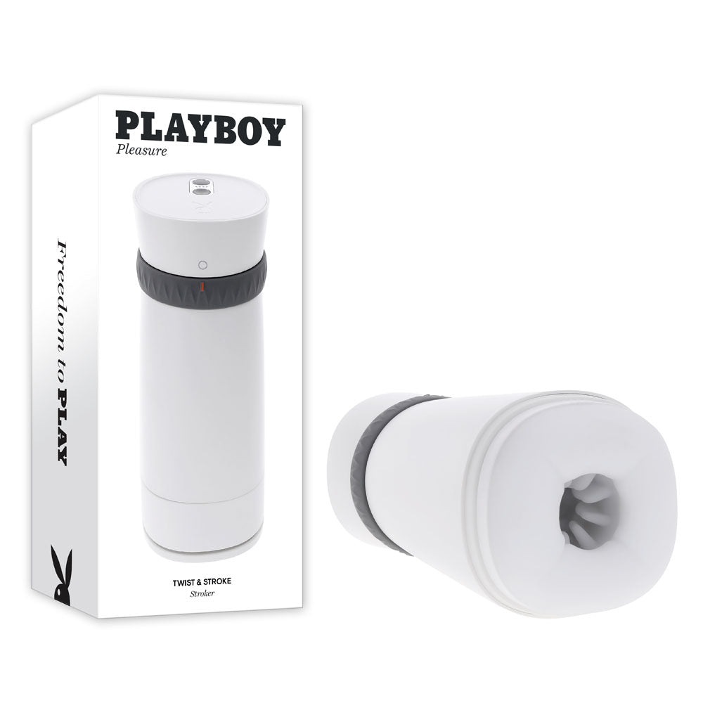 Playboy Pleasure TWIST & STROKE - White USB Rechargeable Heated Stroker with UV-C Sanitizing Technology